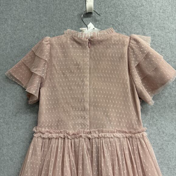 Ivy City Co. Tara Blush Tulle Dress Flutter Sleeves Girls Size 9 / 10 - Picture 5 of 9